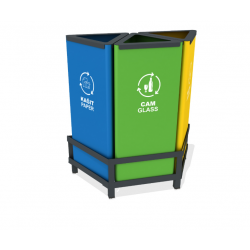 Set 3 cosuri gunoi colectare selectiva, Metal, 26 l/ Recipient