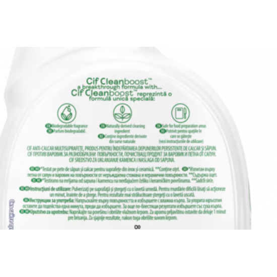 Cif Cleanboost Anticalcar, Spray, 750 ml