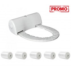 Pachet Capac de toaleta cu buton + 5x Rola folie de unica folosinta 135 utilizari