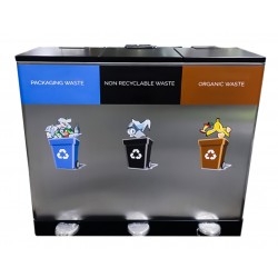 Set 3 cosuri gunoi colectare selectiva, inox Set 3 cosuri gunoi colectare selectiva, inox