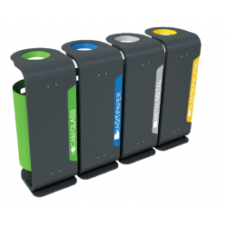 Set 4 cosuri gunoi colectare selectiva, Metal, 160L Set 4 cosuri gunoi colectare selectiva, Metal, 160L