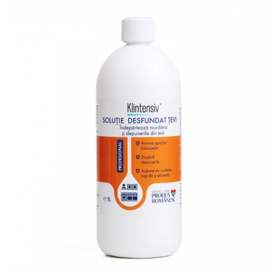 Soluție PROFESIONALĂ pentru desfundat țevi, 1 litru, Klintensiv