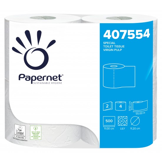 Hartie igienica, in 2 straturi, din celuloza pura, Papernet, 4 role/pac Hartie igienica, in 2 straturi, din celuloza pura, Papernet, 4 role/pac