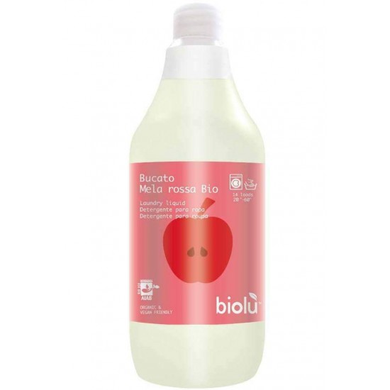 Detergent ecologic lichid pentru rufe albe si colorate, mere rosii, 1L - Biolu Detergent ecologic lichid pentru rufe albe si colorate, mere rosii, 1L - Biolu