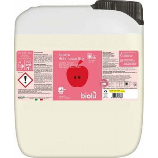 Detergent ecologic lichid pentru rufe albe si colorate, mere rosii, 5L - Biolu Detergent ecologic lichid pentru rufe albe si colorate, mere rosii, 5L - Biolu
