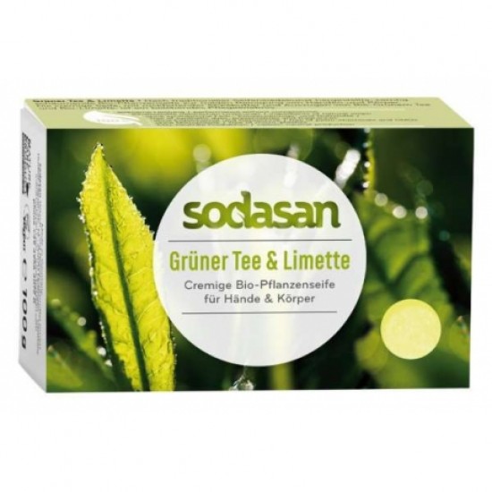 Sapun crema bio ceai verde si lime 100g Sodasan                                                     