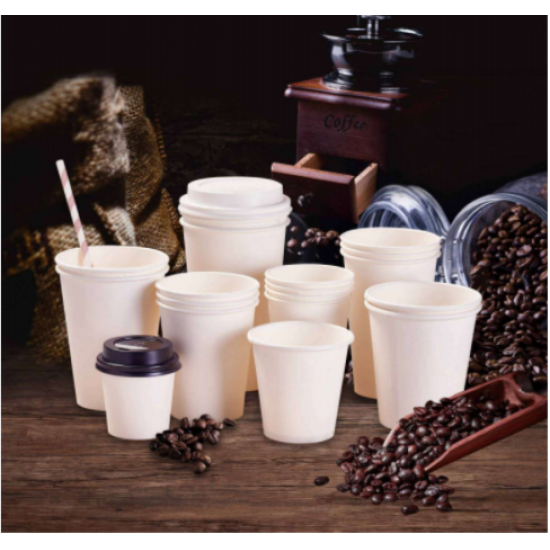 Pahare de carton albe pentru bauturi calde 16 oz, 50 buc/set