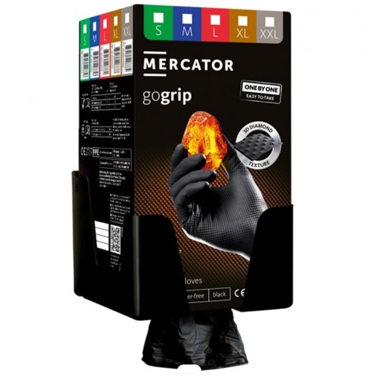 Manusi GO GRIP one by one negru 100 buc/ cutie, pret per cutie, livrare 10 cutii + suport negru plastic