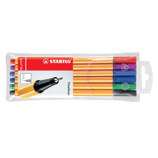 Liner Stabilo Point 88, varf fetru, 0.4 mm, 6 culori/set (rosu, negru, albastru, verde, roz, mov) Liner Stabilo Point 88, varf fetru, 0.4 mm, 6 culori/set (rosu, negru, albastru, verde, roz, mov)