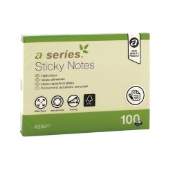 Notite adezive, A-Series, 100 x 75 mm, galben, 100 file Notite adezive, A-Series, 100 x 75 mm, galben, 100 file