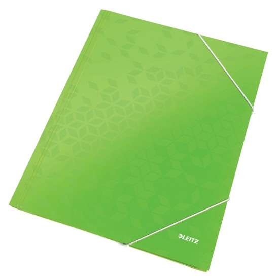 Mapa cu elastic Leitz WOW, carton laminat, A4, 250 coli, verde