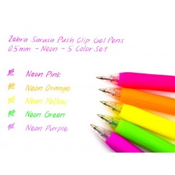 Pix cu gel Sarasa Neon 5 culori/set Zebra Pix cu gel Sarasa Neon 5 culori/set Zebra