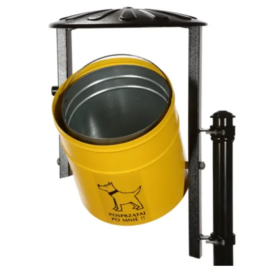 Cos stradal pentru deseuri animale, Galben, Metal, 20 L Cos stradal pentru deseuri animale, Galben, Metal, 20 L