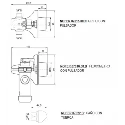 Kit robinet antivandalism pentru modele compacte 13123 și 13124 – alamă cromată și inox, NOFER 